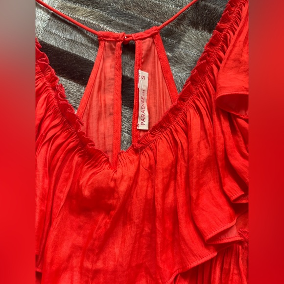 Red Ruffled Women's Top - Picture 2 of 3